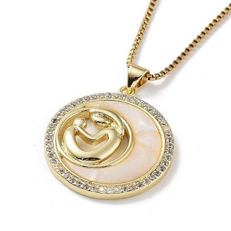 Mother's Day Brass Micro Pave Clear Cubic Zirconia Pendant Necklaces NJEW-G126-01A-1