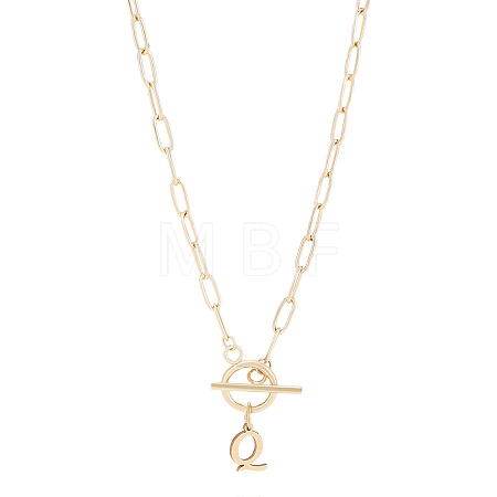 304 Stainless Steel Letter Pendant Necklaces NJEW-LP0001-52Q-G-1