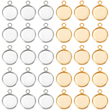 40Pcs 2 Styles 304 Stainless Steel Pendant Cabochon Settings STAS-BBC0010-69-1