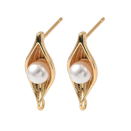 Brass Stud Earrings Findings KK-B160-06G-1