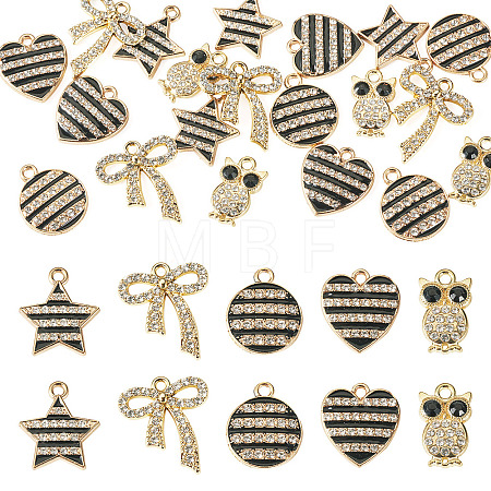 20Pcs 5 Styles Alloy Enamel Rhinestone Pendants ALRI-TA0001-46-1