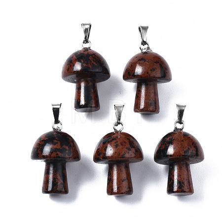 Natural Mahogany Obsidian Pendants G-N0325-10B-1