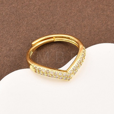 Brass Micro Pave Cubic Zirconia Adjustable Finger Rings for Women RJEW-Z113-40G-1