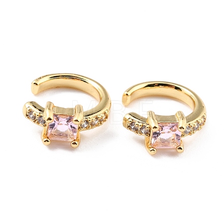 Brass Micro Pave Cubic Zirconia Cuff Earrings EJEW-K086-02G-07-1
