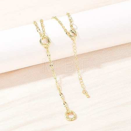 Brass Wavy Oval Link Chain Y Lariat Necklaces NJEW-H087-01G-1