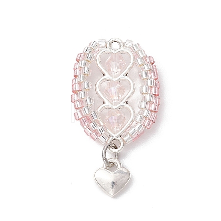 Glass Seed Beaded Hot Air Balloon Pendants PALLOY-MZ00662-02-1