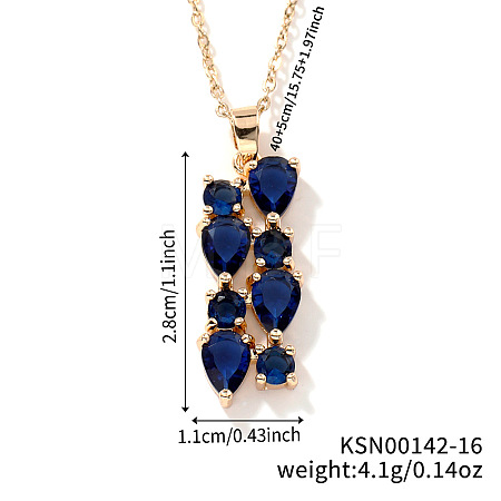 Brass Cubic Zirconia Long Tassel Pendant Necklaces for Fashionable Statement Style DV3387-16-1