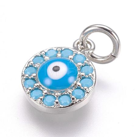 Brass Micro Pave Cubic Zirconia Charms ZIRC-E124-63P-1