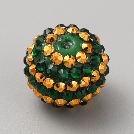 Saint Patrick's Day Theme Chunky Resin Rhinestone Bubblegum Ball Beads RESI-CJC0025-02E-1