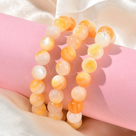 9MM Natural Yellow Shell Round Beaded Stretch Bracelets SH-CBACA76-18E-1