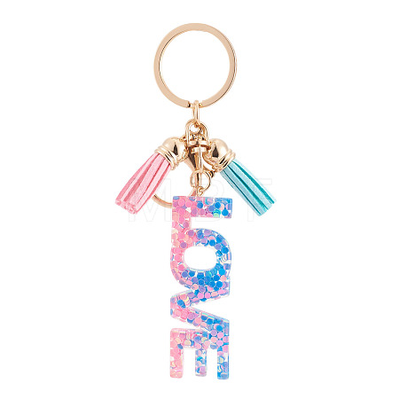 Alloy & Resin Tassel Keychains AJEW-TADJ0001-18B-1