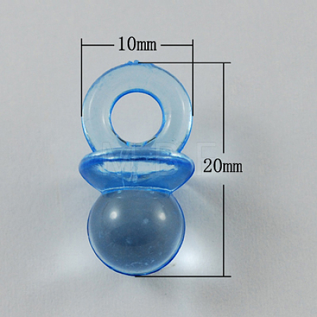 Dodger Blue Color Transparent Acrylic Baby Pacifier Pendants X-TACR-R16-5-1
