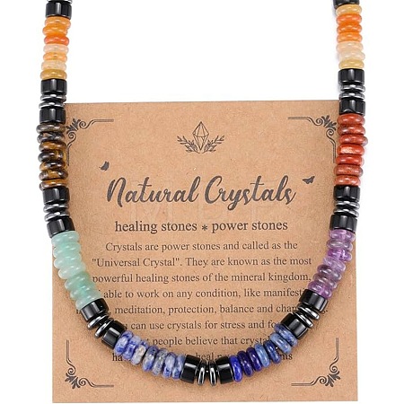 Chakra Natural Mixed Stone Heishi Beaded Necklaces MA5809-1-1