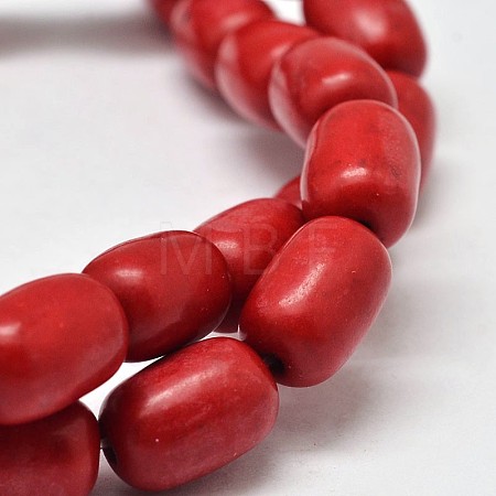 Dyed Barrel Synthetic Turquoise Beads Strands G-M142-06-1