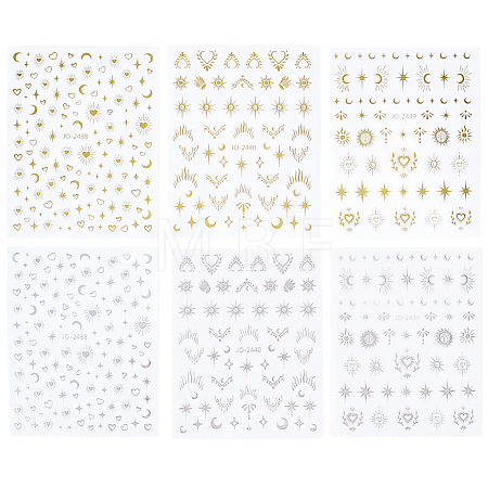 12Pcs 6 Styles Nail Art Stickers Decals FIND-SP0004-60-1
