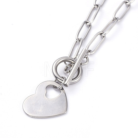 Non-Tarnish Heart 304 Stainless Steel Pendant Necklaces NJEW-JN02887-02-1