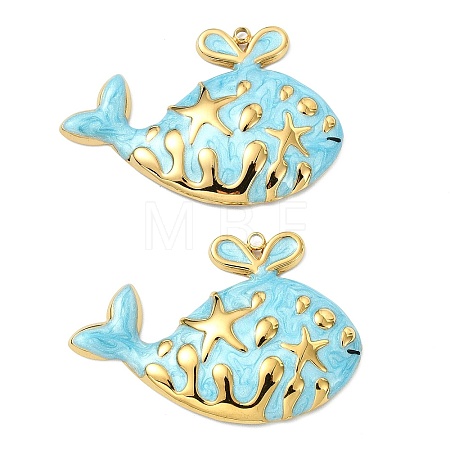 Ocean 304 Stainless Steel Enamel Pendants X-STAS-T076-08F-03G-1
