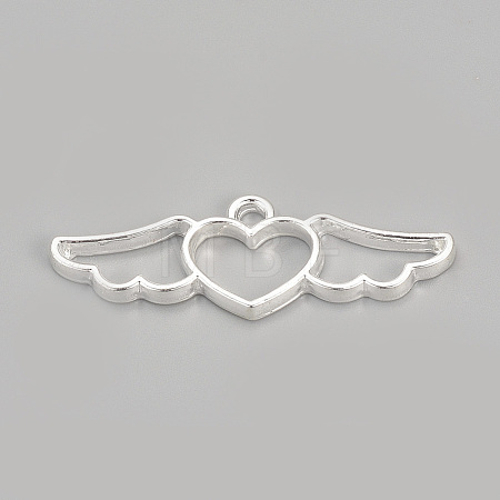 Rack Plating Alloy Open Back Bezel Pendants X-PALLOY-R099-34S-FF-1