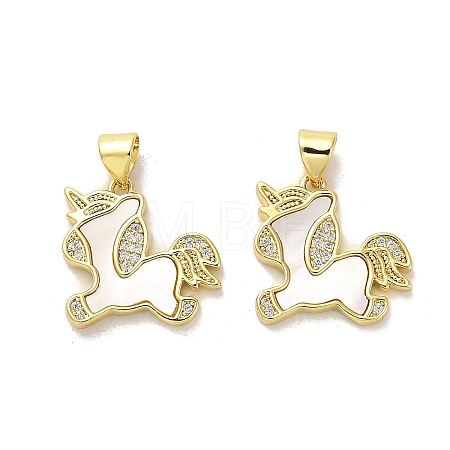 Brass Micro Pave Clear Cubic Zirconia Pendants KK-K365-12A-G-1