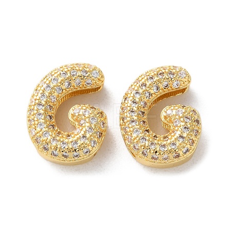 Rack Plating Brass Micro Pave Cubic Zirconia Slide Charms KK-C084-34G-G-1