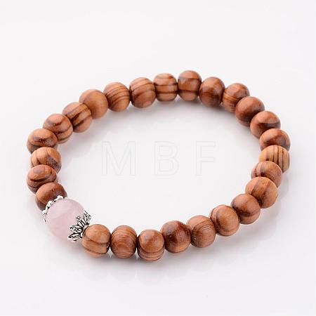 Wood Stretch Bracelets BJEW-JB02404-03-1