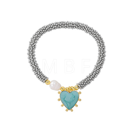 Brass Enamel Heart Charm Bracelets FS-WGFECDF-05-1