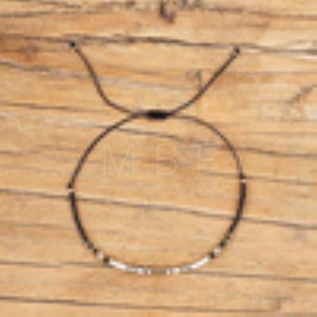 Glass Seed Bead & Brass Beads Braided Bead Bracelets DN7450-1-1