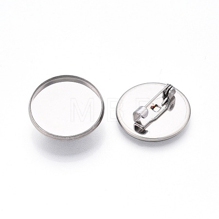 304 Stainless Steel Brooch Cabochon Settings STAS-E547-08D-P-1