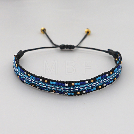 Adjustable Glass Seed Bead Braided Bracelets CW1056-2-1