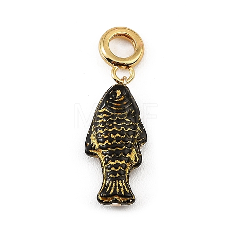 Brass Resin & Enamel European Dangle Charms KK-CBA217A-07G-02-1