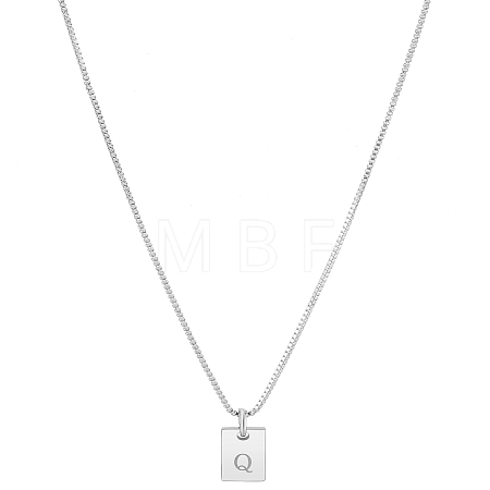 1Pc Stainless Steel Letter Rectangle Pendant Necklaces NJEW-LP0001-34Q-P-1