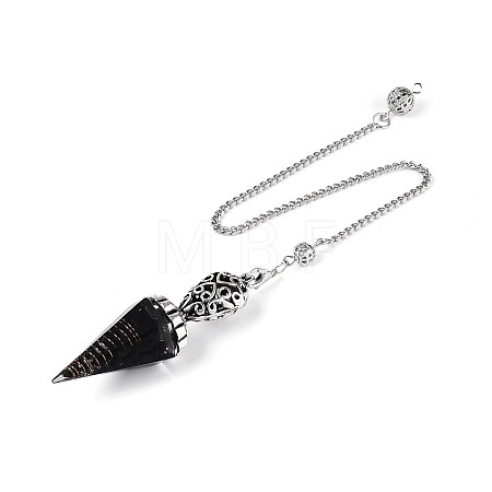 Natural Obsidian Chip & Epoxy Resin Dowsing Pendulum Big Pendants AJEW-N004-01B-1