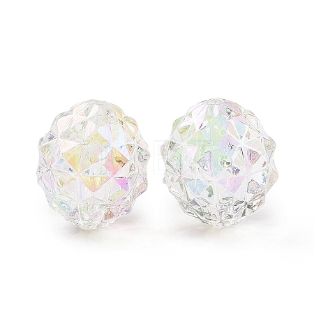 Transparent UV Plating Rainbow Iridescent Acrylic Beads X-OACR-C013-11-1