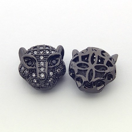 Brass Micro Pave Cubic Zirconia Leopard Beads ZIRC-L007-41B-1