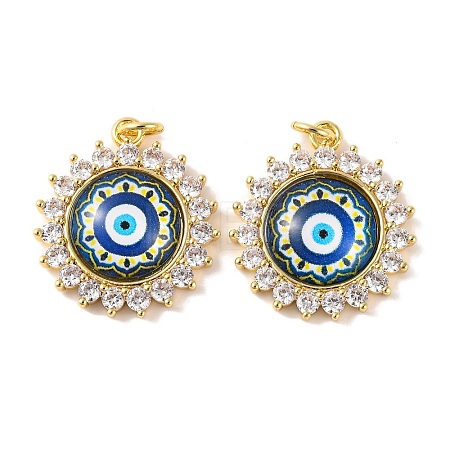 Rack Plating Brass Micro Pave Cubic Zirconia Pendants KK-H486-21G-04-1