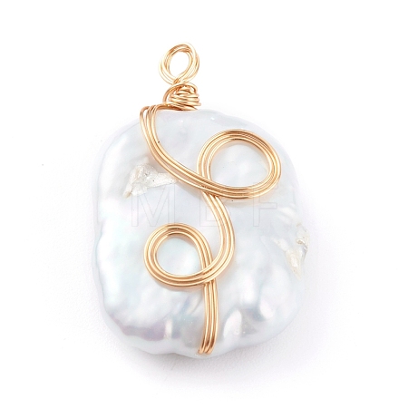 Natural Baroque Pearl Keshi Pearl Pendants PALLOY-JF00672-01-1