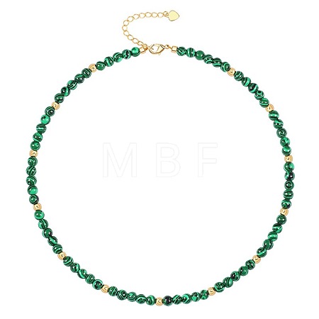Bohemian 5mm Synthetic Malachite Round Beaded Necklaces for Women MF9684-3-1