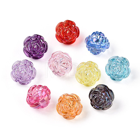 Transparent Acrylic Flower Beads TACR-T028-02-1