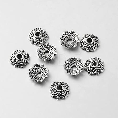 Tibetan Style Alloy Flower Bead Caps TIBEB-O004-18-1