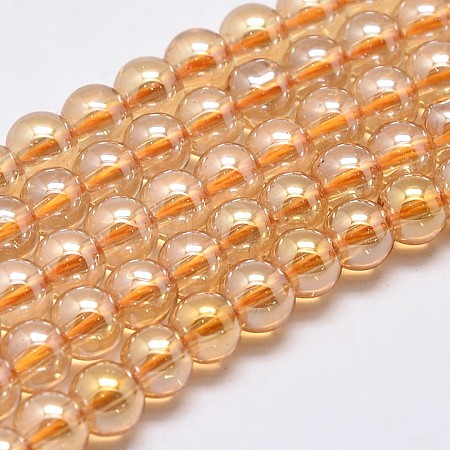 Imitate Austrian Crystal Electroplate Glass Round Bead Strands GLAA-F030-6mm-A01-1