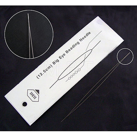 Iron Collapsible Big Eye Beading Needles X-ES001Y-1-1