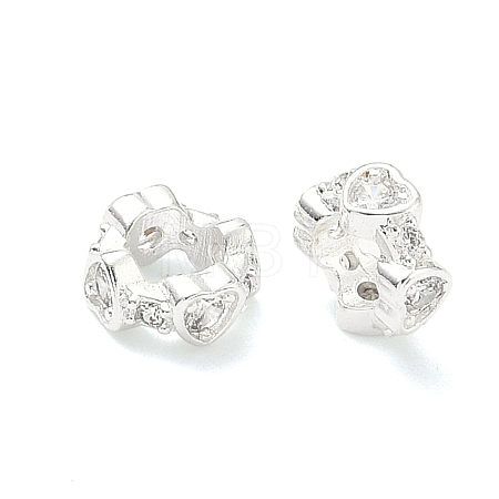 Brass Micro Pave Cubic Zirconia Rondelle European Beads KK-H532-33S-1