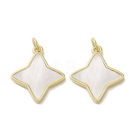 Brass Pave Shell Pendants KK-I708-11A-G-1