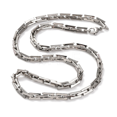 201 Stainless Steel Rectangle Link Chain Necklace NJEW-F222-31P-1