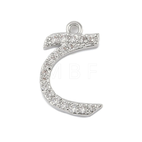 Rack Plating Brass Micro Pave Clear Cubic Zirconia Pendants KK-A224-03I-P-1