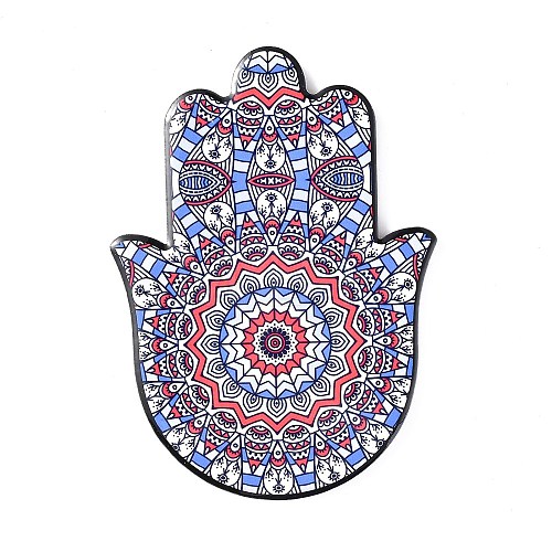 Hamsa Hand/Hand of Miriam with Evil Eye Pattern Porcelain Cup Mats DJEW-H008-01F-1