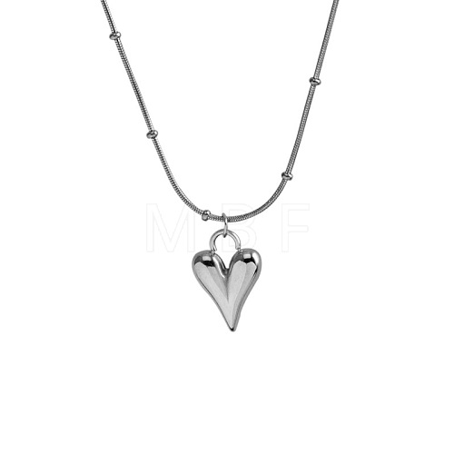 Non-Tarnish Fashionable Ladies Stainless Steel Heart Pendant Necklace AJ5965-2-1