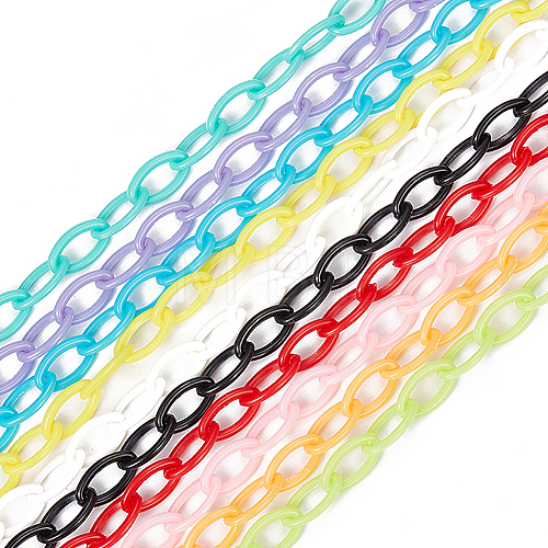 40 Strands 10 Colors ABS Plastic Cable Chains CHAC-SC0001-01-1