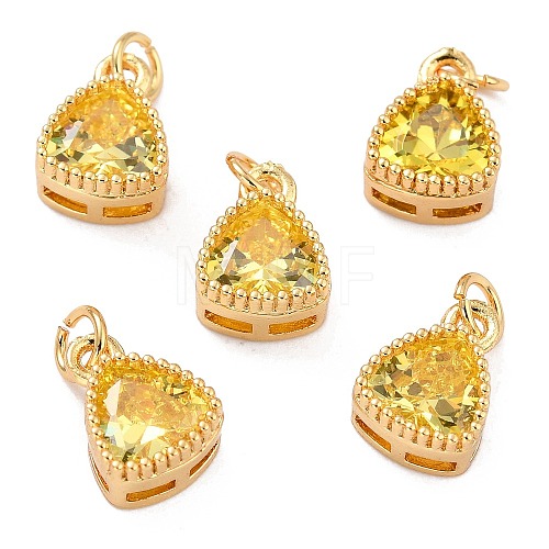 Real 18K Gold Plated Brass Inlaid Cubic Zirconia Charms ZIRC-L100-076G-01-1