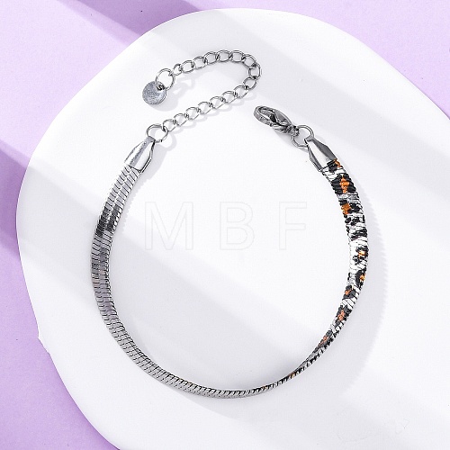 304 Stainless Steel Snake Chain Bracelets for Women BJEW-A034-03P-1